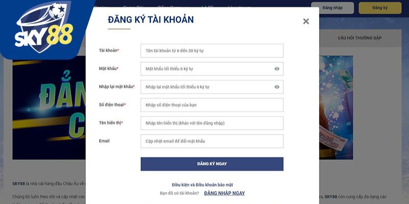 Giới thiệu quy trình đăng ký Sky88